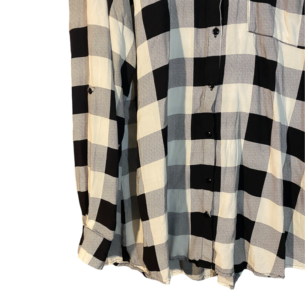 Passport Black White Check Plaid Long Sleeve Button Down Shirt Women Sz XL - Picture 11 of 12